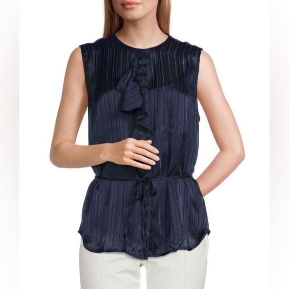 7 FOR ALL MANKIND Sparkle Ruffled Sleeveless Top Size M - Picture 1 of 13